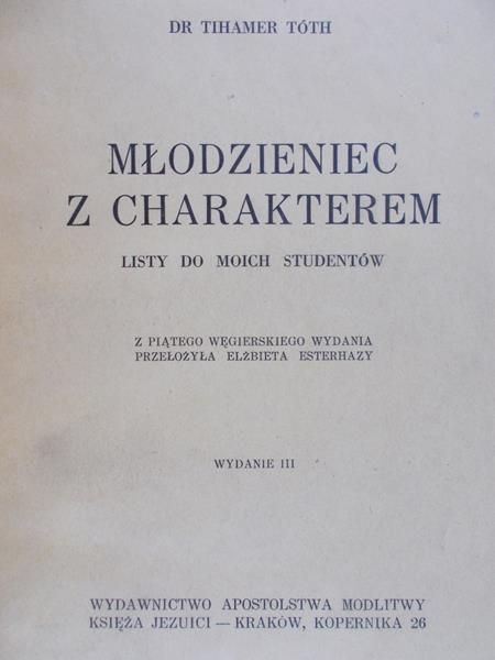Toth Tihamer - Młodzieniec z charakterem, 1946 r.