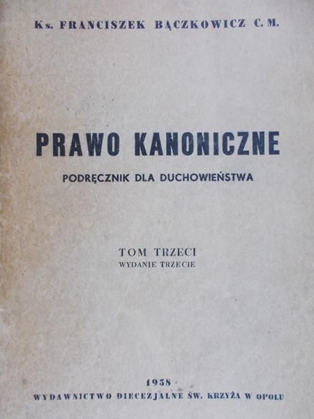 Bączkowicz Franciszek - Prawo kanoniczne