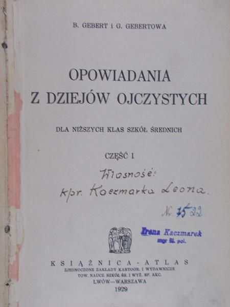 Gebert B. - Opowiadania z dziejów ojczystych, Część I, 1929 r.