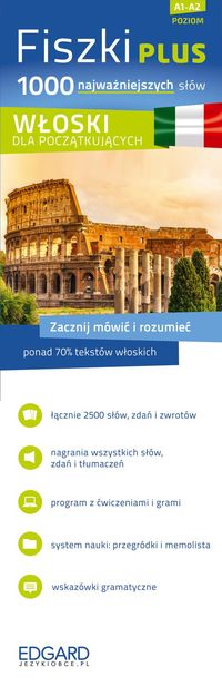 Fiszki PLUS 1000 najważniejszych słów Włoski dla początkujących + CD, Nowa