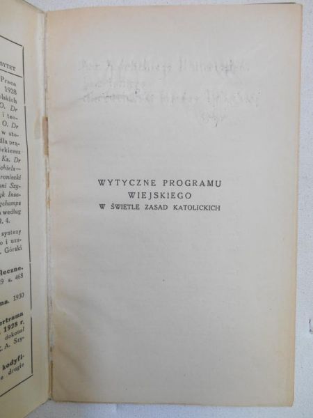 Górski Ludwik - Wytyczne programu wiejskiego w świetle zasad katolickich, 1937 r.