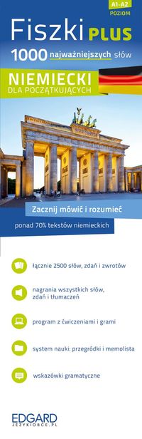 Fiszki PLUS 1000 najważniejszych słów Niemiecki dla początkujących + CD, Nowa