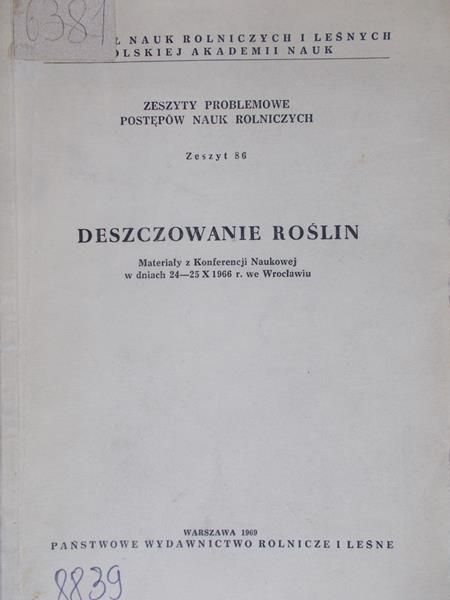 Dzieżyc J. - Deszczowanie roślin