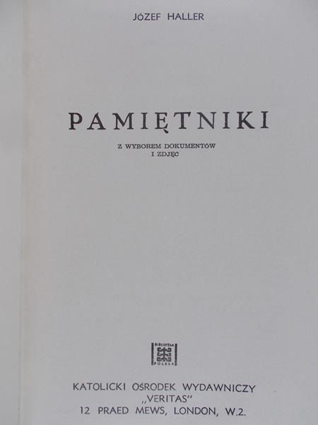 Haller Józef - Pamiętniki