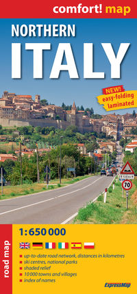 Northern Italy laminowana mapa samochodowa 1:650 000