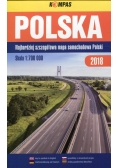 Polska Najbardziej szczegółowa mapa samochodowa Polski 1:700 000