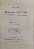 Księżna De Langeais , 1926r.
