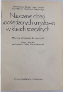 Nauczanie dzieci upośledzonych umysłowo w klasach specjalnych