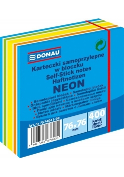 Karteczki samoprzylepne w bloczku 76x76mm 400 kartek neon mix kolorów