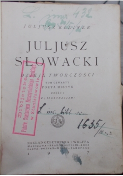 Juljusz Słowacki. Dzieje Twórczości. Tom IV, 1927 r