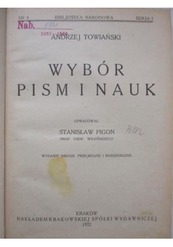 Wybór pism i nauk, 1922 r.
