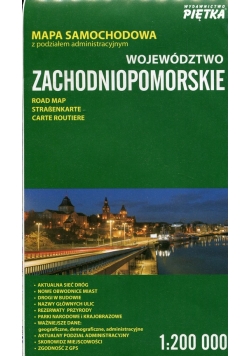 Województwo zachodniopomorskie mapa samochodowa z podziałem administracyjnym 1:200 00