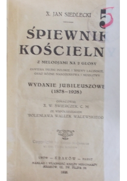 Spiewnik kościelny, 1928r.
