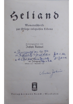 Beliand Monatsrift fur Pflege religiosen Lebens, 1930 r.