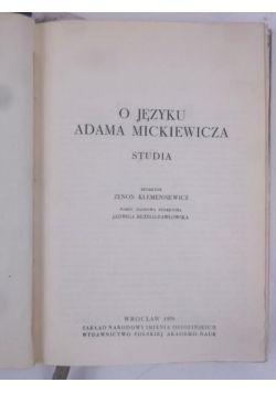 O języku Adama Mickiewicza