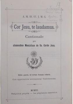 Cor Jesu , te laudamus , 1903 r.