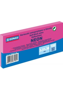 Karteczki samoprzylepne w bloczku 100 sztuk neon różowe