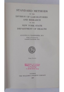 Standard methods of the division of laboratories and research, 1947 r