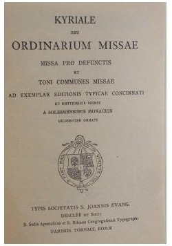 Kyriale seu Ordinarium Missae,  1920 r.