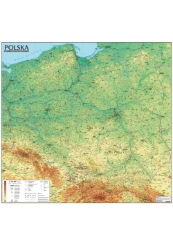 Polska. Mapa Ogólnogeograficzna mapa ścienna oprawiona w listwy