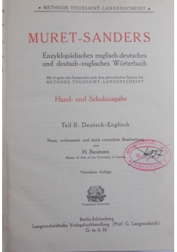 Encyclopedic English-German and German-English Dictionary - part II:German-English, 1910r.