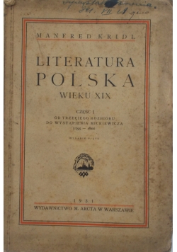 Literatura Polska wieku XIX, 1931r.