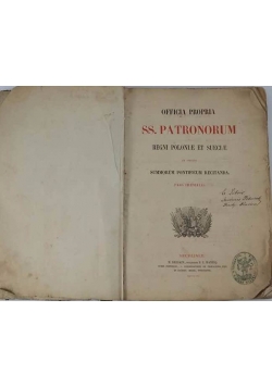 Officia Propria SS. Patronorum, 1858 rok