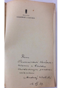 Osobowość a historia, Autograf