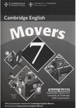 Cambridge Young Learners English Tests 7 Movers Answer Booklet