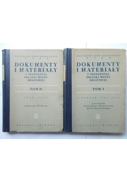 Dokumenty i materiały z przedednia drugiej wojny światowej, Tom I i II, 1949 r.