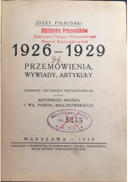 1926-1929, przemówienia, wywiady, artykuły, 1930 r.