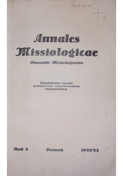Annales Missiologicae , 1932 r.