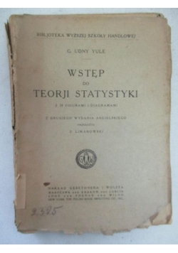 Wstęp do teorji statystyki, 1921 r.
