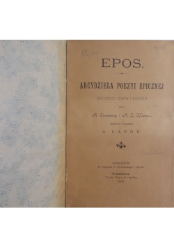 Epos- Arcydzieła Poezyi Epicznej 1894r.