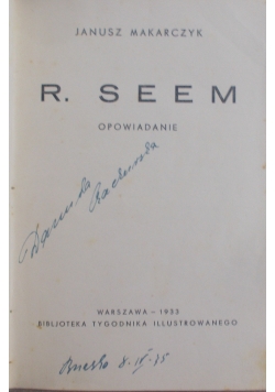 R.Seem.Opowiadanie , 1933r.