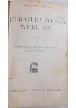 Literatura Polska wieku XIX Część V, 1931 r.
