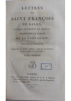 Lettres de Saint Francois de sales, 1817 r.