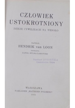 Człowiek ustokrotniony, wyd. 1933 r.