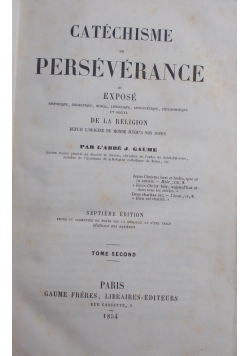 Catechisme Perseverance, tome second, 1854 r