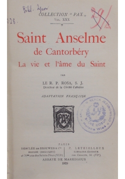 Saint  Anselme de Cantorbery, 1929 r.