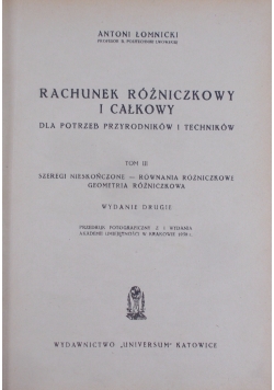 Rachunek różniczkowy i całkowy, tom III, 1939r