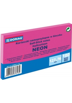 Karteczki samoprzylepne w bloczku 127x76mm 100 kartek neon różowy