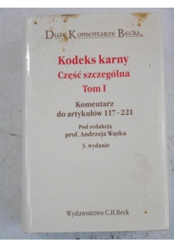 Kodeks karny. Część szczególna, Tom I