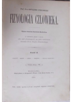 Fizyologia człowieka,  cz 1, 1891 r.