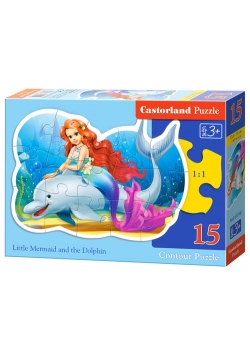 Puzzle 15 Konturowe Little Mermaid and the Dolphin
