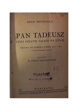 Pan Tadeusz , 1934 r.