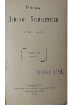 Potop - część III, Pisma Henryka Sienkiewicza, tom XLIII, 1904 r.