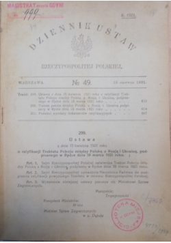 Dziennik ustaw Rzeczypospolitej Polskiej,1921r.