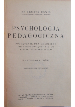 Psychologja pedagogiczna, 1930 r.