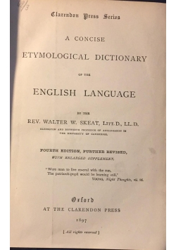 A concise etymological dictionary of the english language, 1897 r.